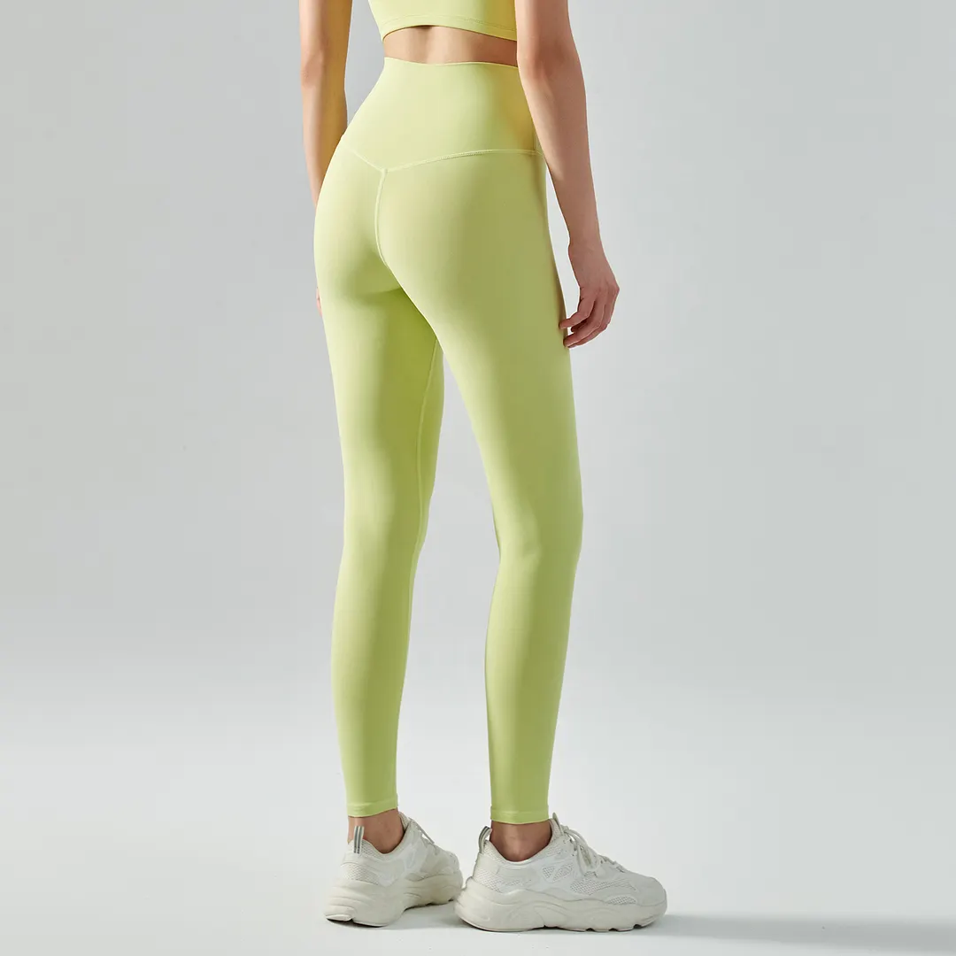 Buy Hergymclothing Lime Green high waisted butt lifting comfort stretchy yoga leggings without front seam online
