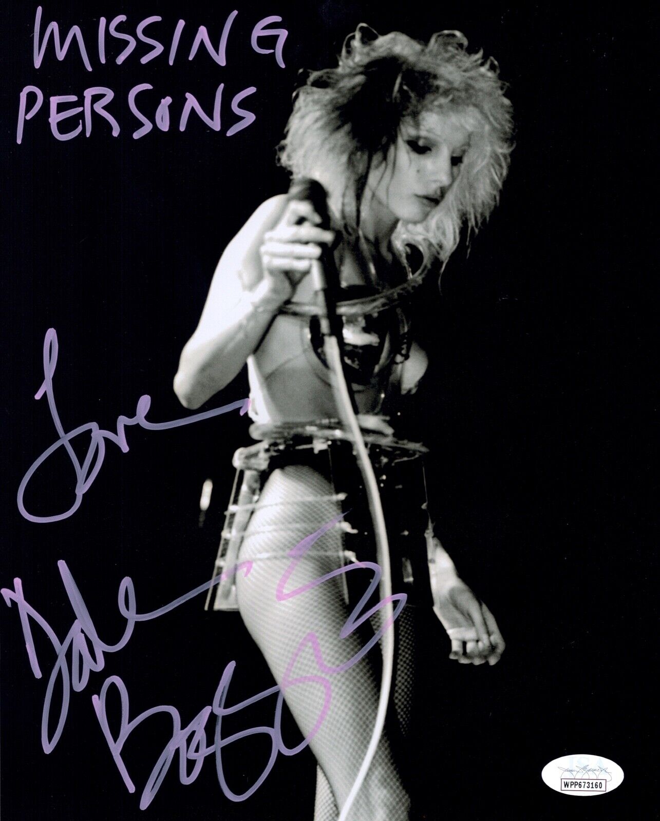 DALE BOZZIO Signed 8x10 Photo Poster painting MISSING PERSONS Lead Singer Autograph JSA COA WPP