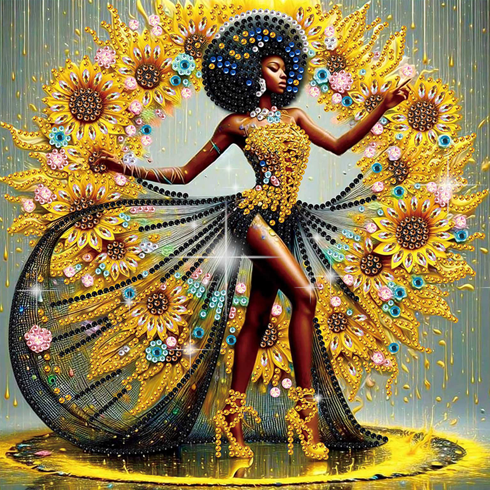 Diamond Painting - Partial Special Shaped - Black Woman (30*30CM)