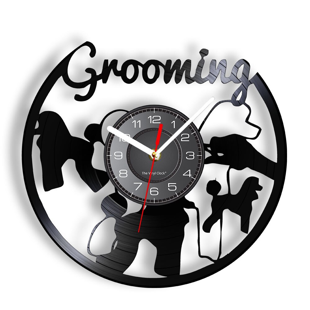 

Pet Grooming Shop Made Of Re- - Vinyl Record Wall Clock - Without LED, 501 Original