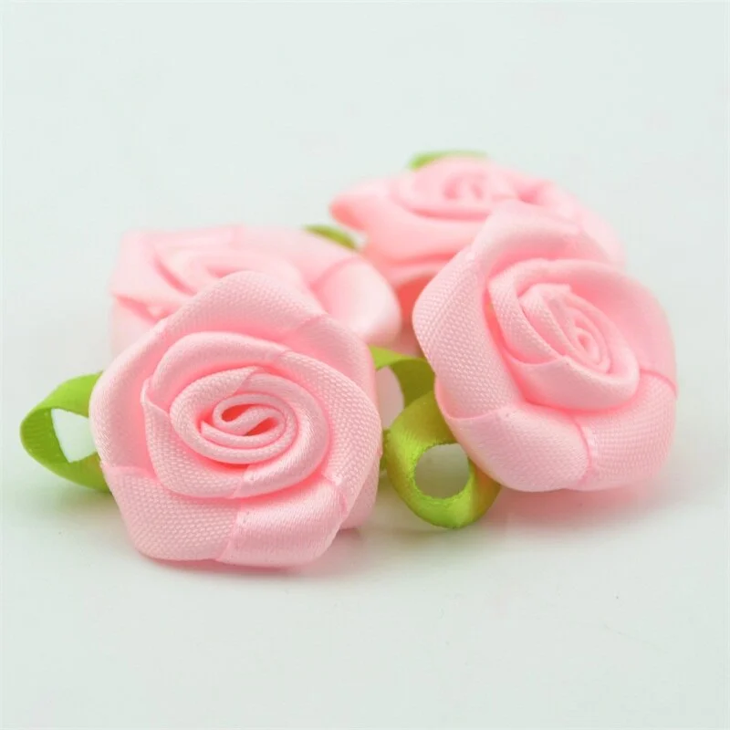 20PCS 3CM Satin Ribbon Artificial Silk Rose Flower Heads For Wedding Decoration Handmade DIY Gift Box Craft Scrapbooking
