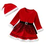 Kid Baby Girl Long Christmas Santa Claus Cosplay Red Velvet Dresses