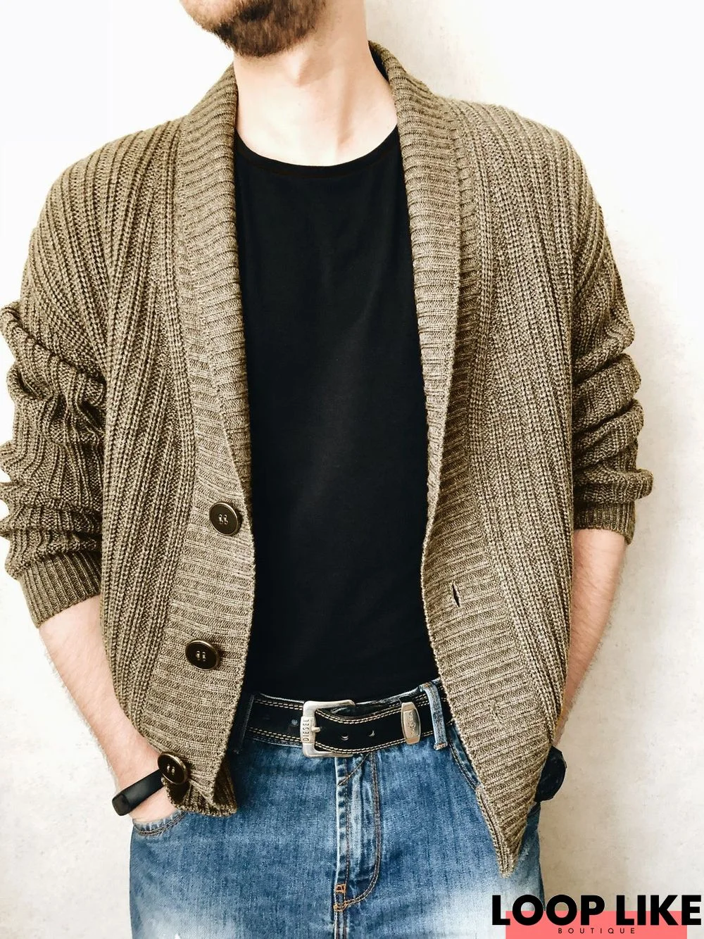 Single Breasted Casual Sweater Knitted Men's