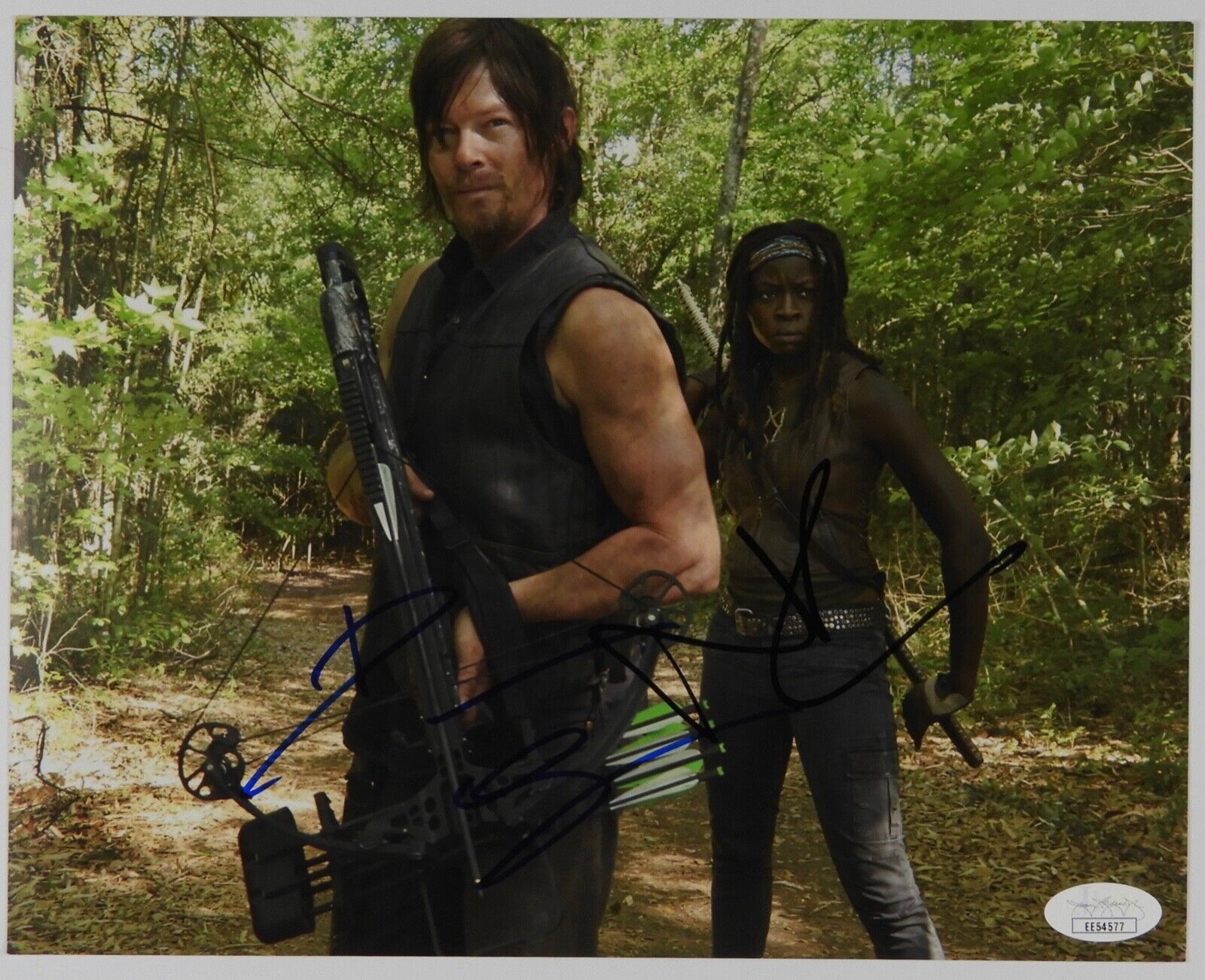 Norman Reedus Danai Gurira Walking Dead Autograph Signed Photo Poster painting JSA COA 8 x10