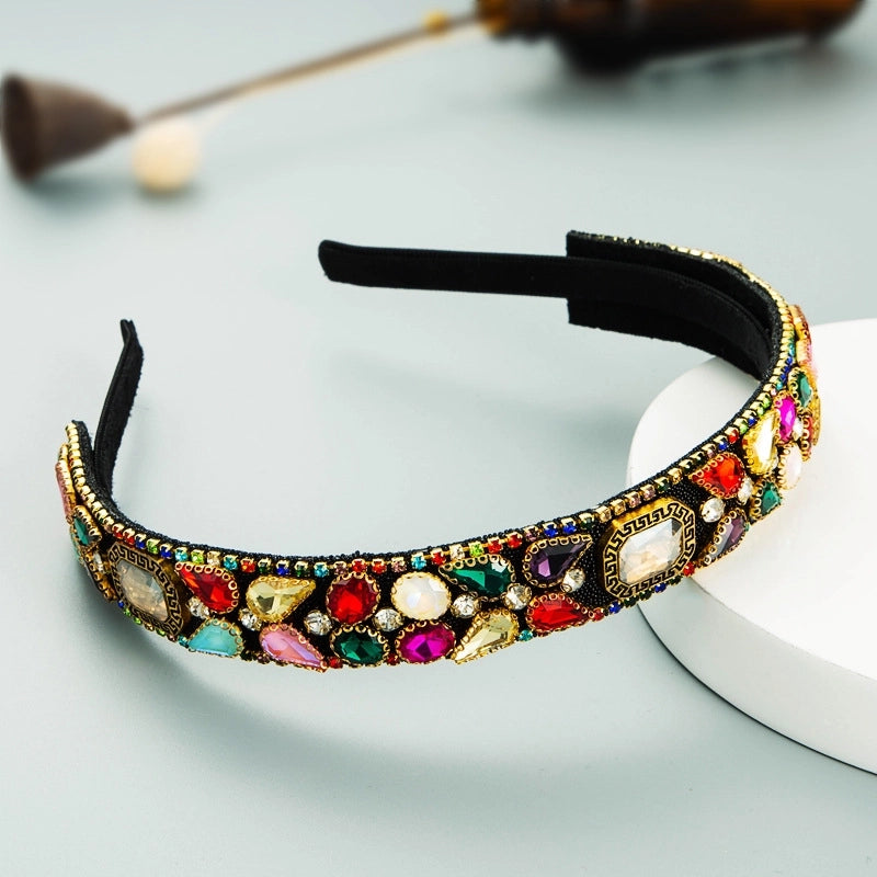 Women’s Casual Vacation Classic Style Color Block Alloy Rhinestone Glass Inlay Rhinestones Hair Band