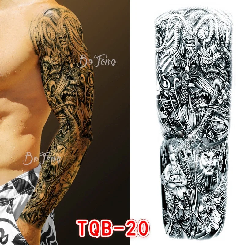 Tattoo Sleeves for Men Women Waterproof Flower Arm Tattoo Stickers Cool Full Arm Scary Fake Temporary Tattoos Big Picture Art