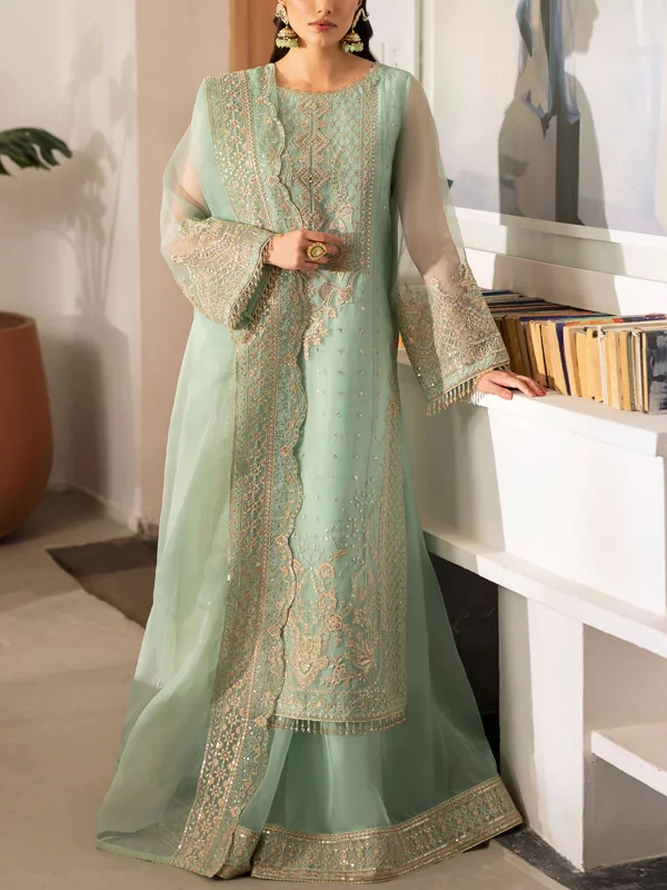 Round Neck Mesh Printed Top And Pants Suit