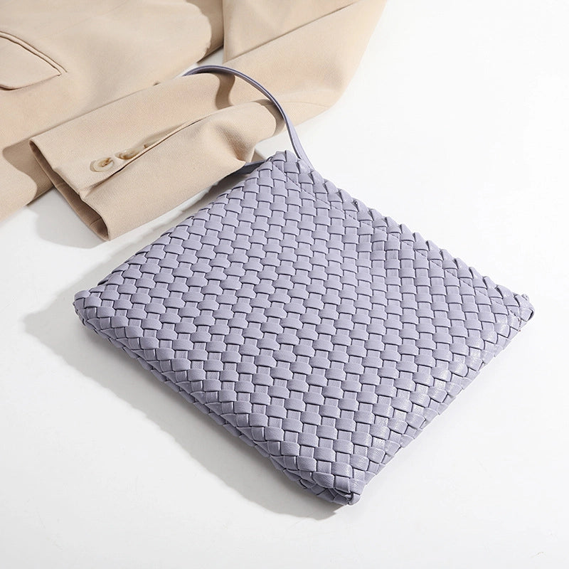 Women’s Solid Color Pu Leather Weave Zipper Wallets