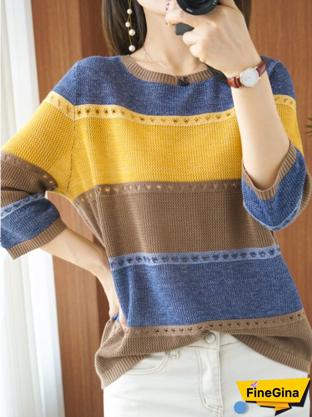 Fashion Tops Women O-Neck T-shirt Knitted Pullover Women Loose Hollow Bottoming Shirt Oversized Sweater Women's Clothing