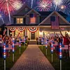 8Pcs American Flag Solar Stake Lights Weatherproof Garden Decorative Pole Flag Light Impact  Welcome Powered Outdoor Gardening Light for Outdoor Gardening Patio Yard