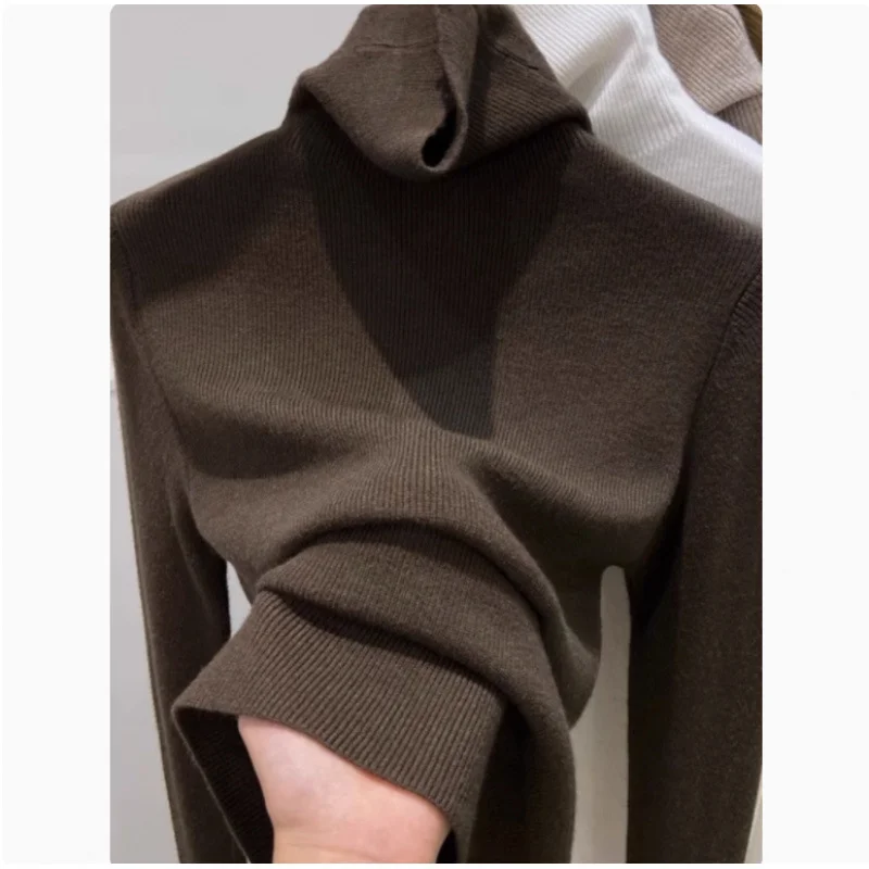 Uveng Uveng Soft-Sleeved Turtleneck Sweater Female Jacket In The 2024 Autumn And Winter Pile Collar Knitted Bottom Shirt Top