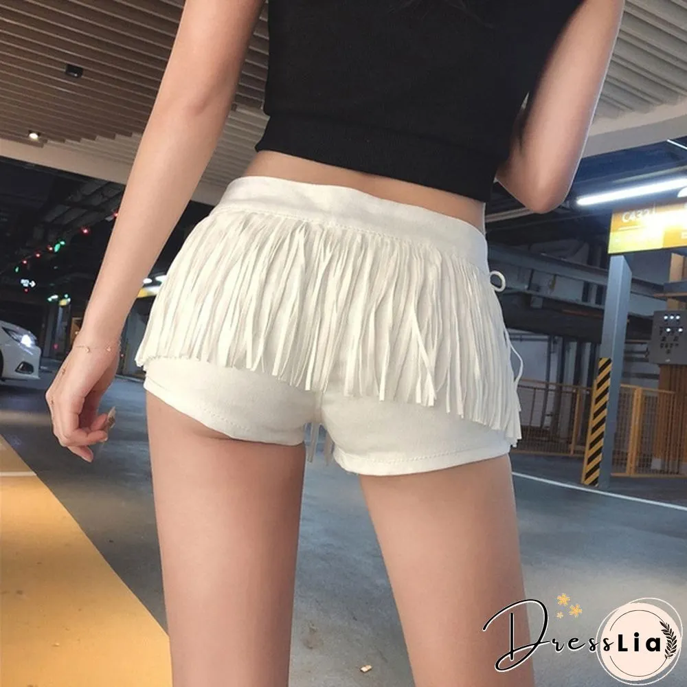 Women Tassel Denim Jeans Low Waist Hot Pants Nightclub DJ Slim Shorts