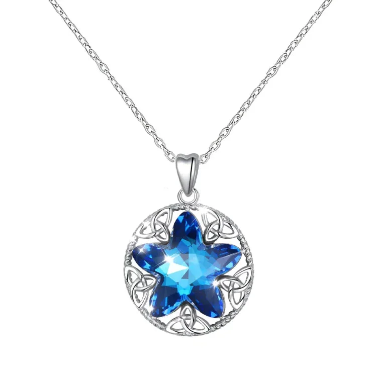 For Daughter/Granddaughter - S925 I Love You with All My Heart Crystal Star Necklace