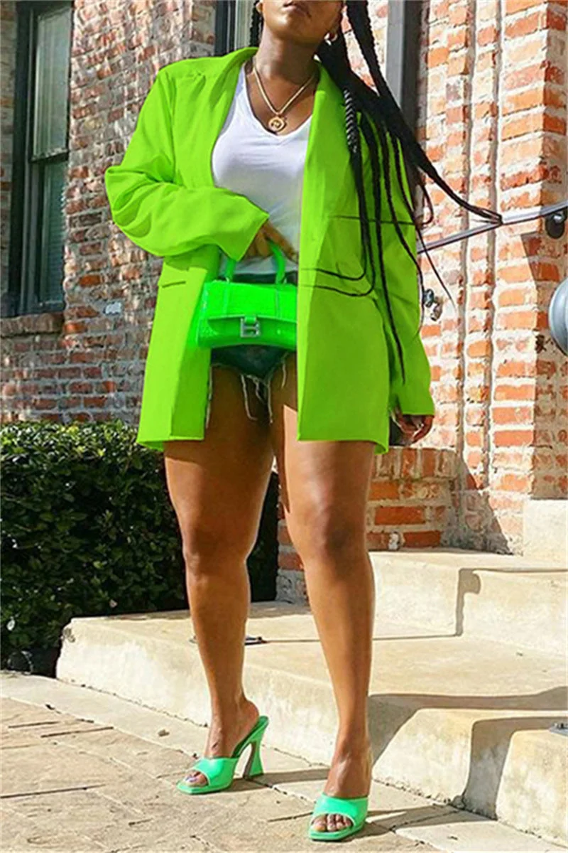 Fashion Casual Solid Cardigan Turn-back Collar Outerwear