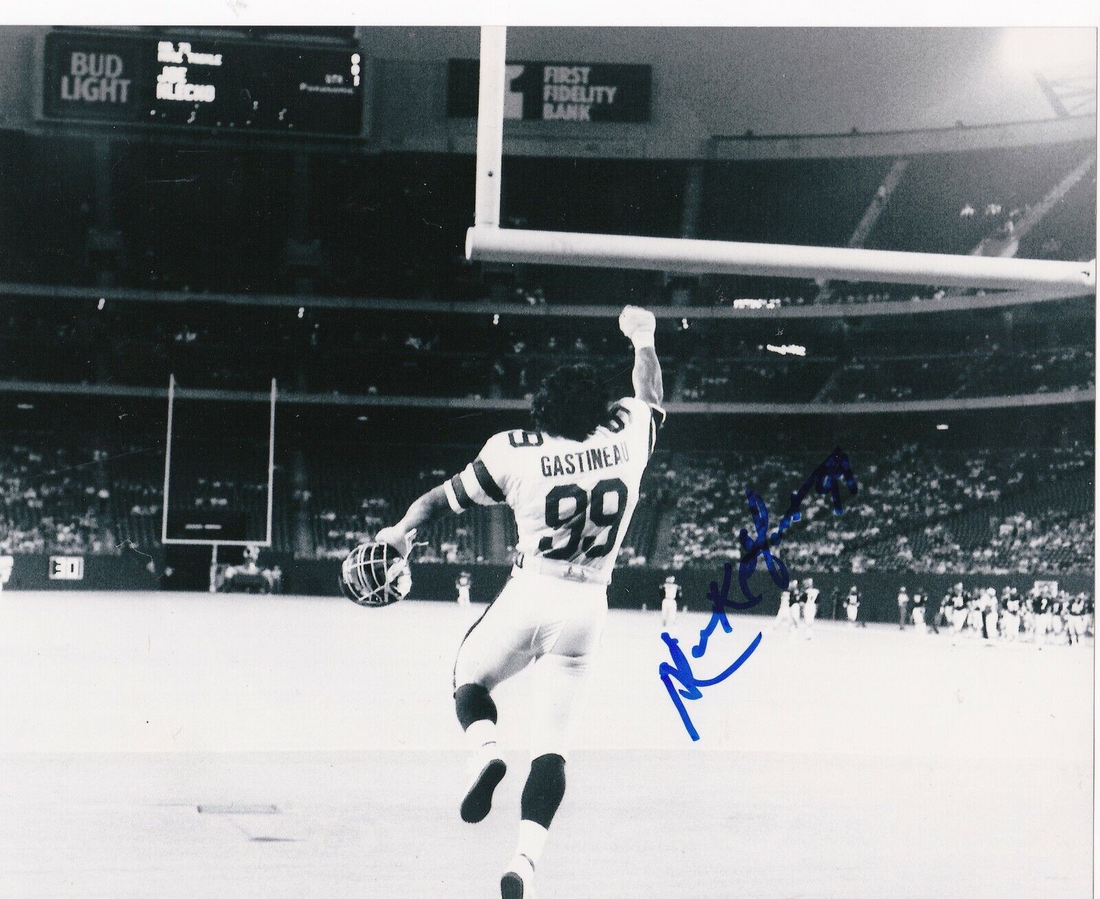 MARK GASTINEAU NEW YORK JETS ACTION SIGNED 8x10