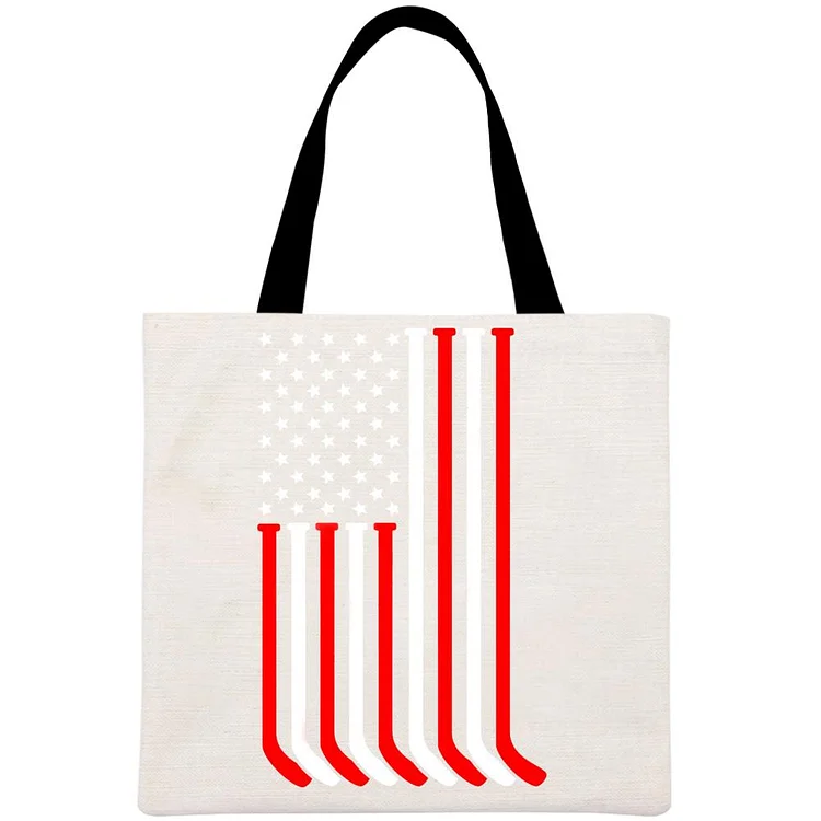 Ice Hockey US Flag Printed Linen Bag-Annaletters