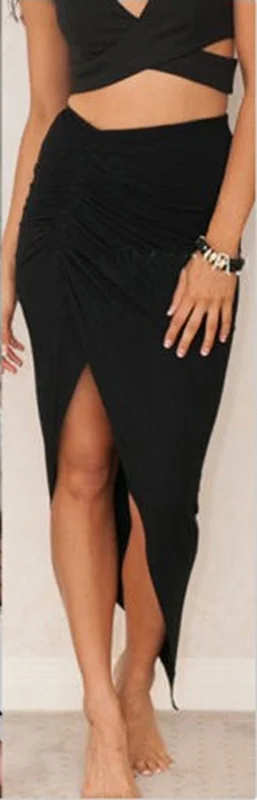2023 New fashion Irregular Skirts Women's Summer Charm Split Long Skirt Slim Party Bodycon Skirt Grey Black