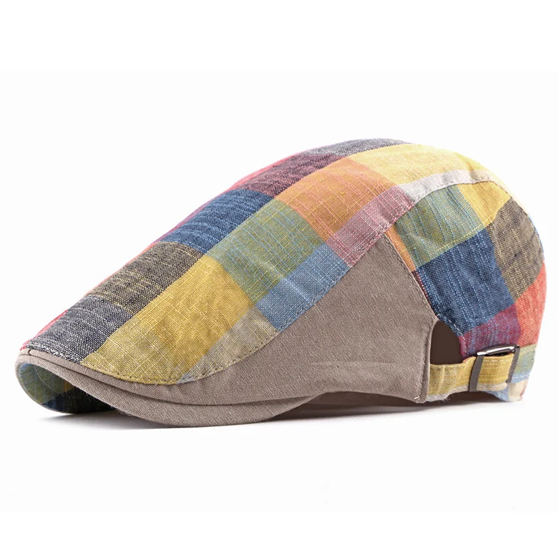 Colorful Check Newsboy Cap