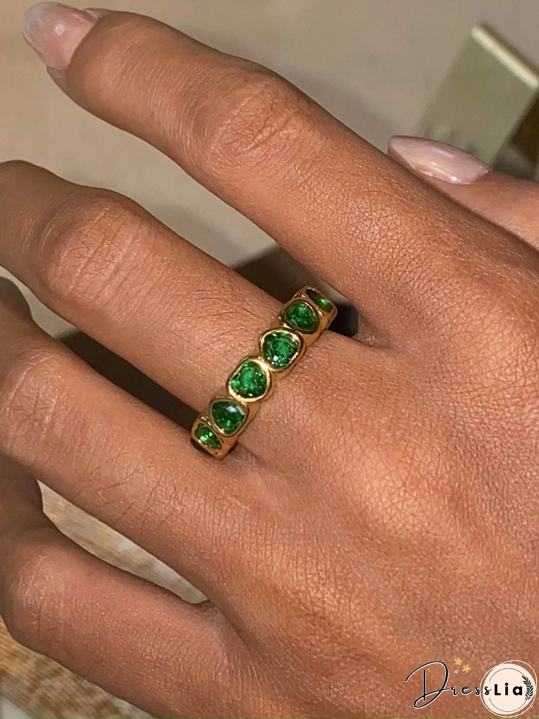 18K Gold-Plated Inlaid Zircon Ring