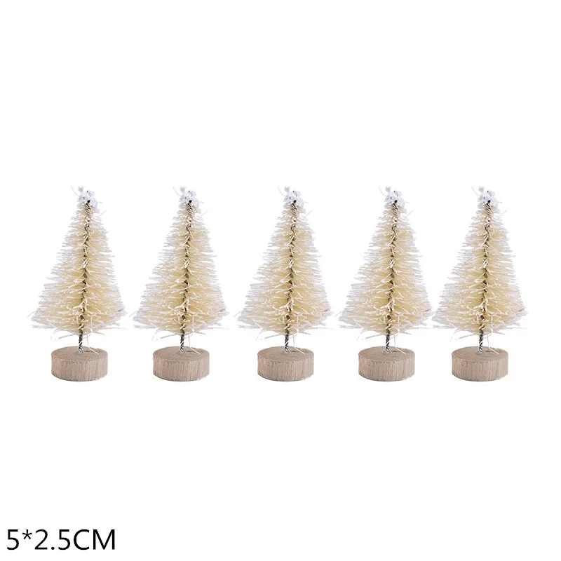 5Pcs 5-16cm Sisal Fiber Mini Christmas Tree Snow Frost Pine Tree DIY Craft Christmas Party Table Decoration Christmas Ornaments