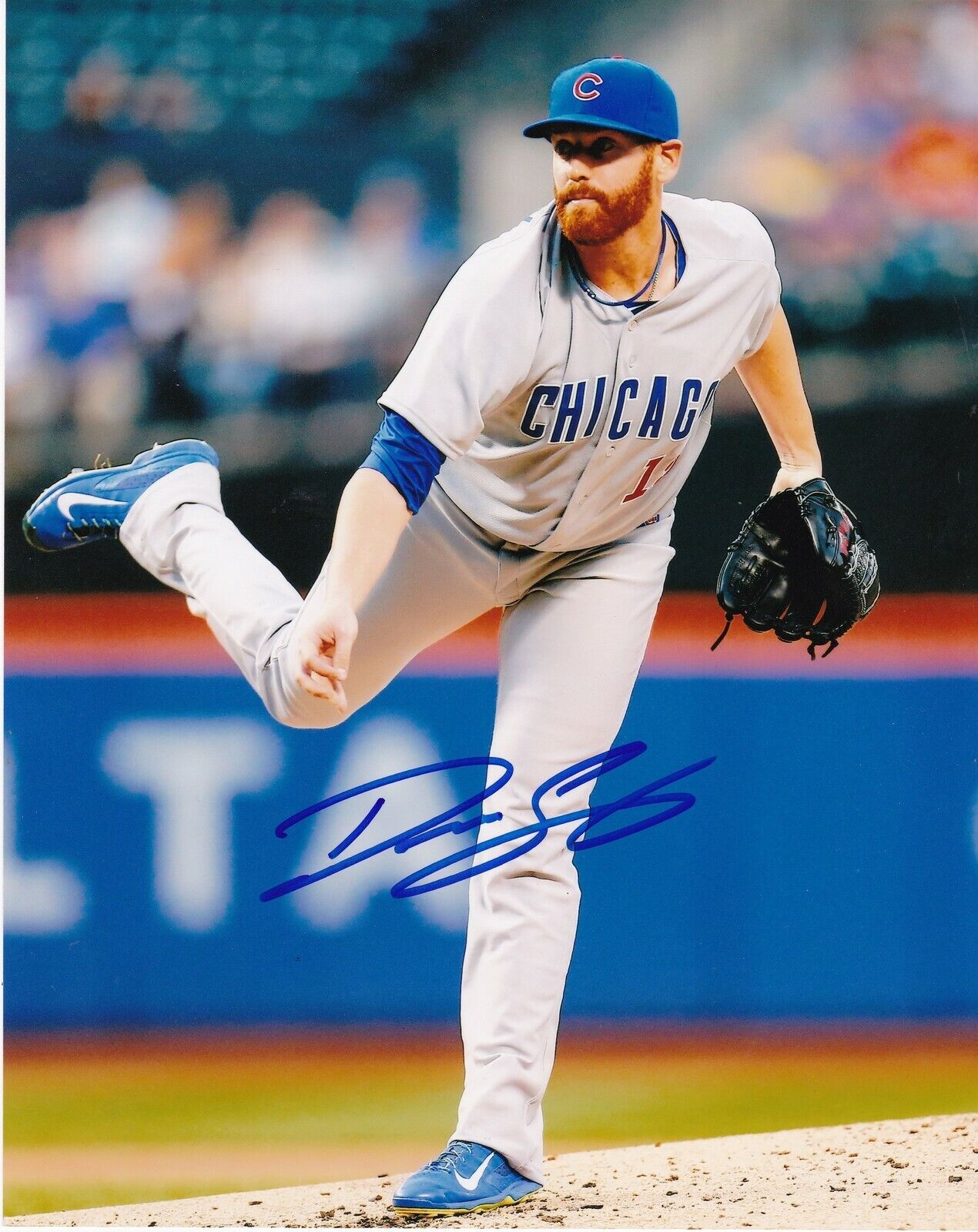 DAN STRAILY CHICAGO CUBS ACTION SIGNED 8x10