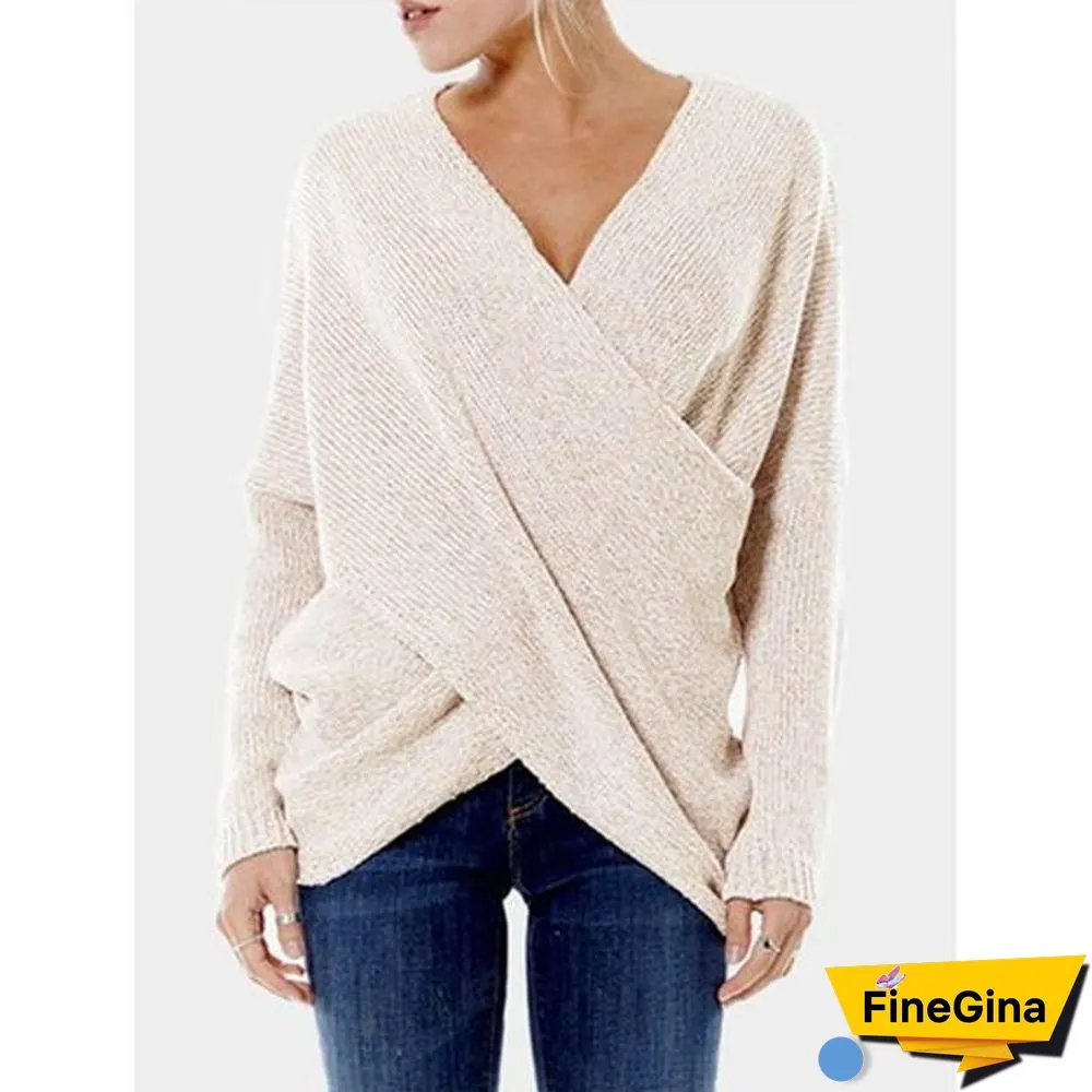 Fashion Inclined Plane Irregular Hem Sweater Pullover