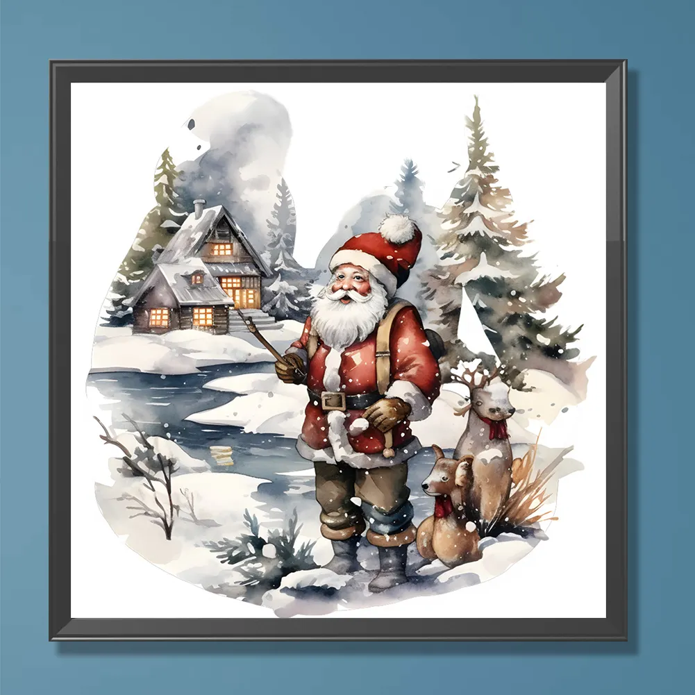 Diamond Painting - Full Round Drill - Santa in The Snow(Canvas|30*30cm)