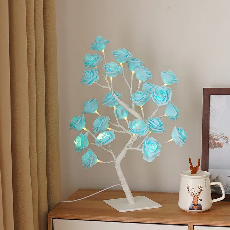 LED Simulation Flower Rose Tree Light Decorative Night- Blue