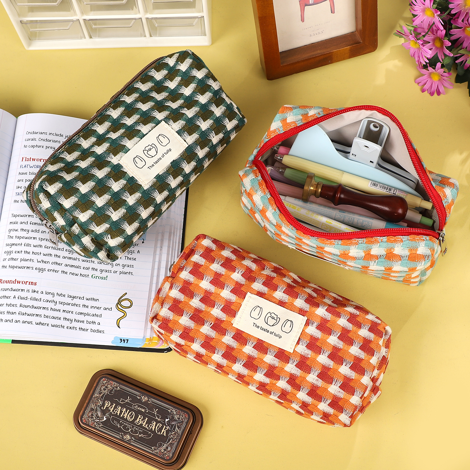 수납가방 - 레인보우 짠 연필 케이스 얼룩 방지 대용량