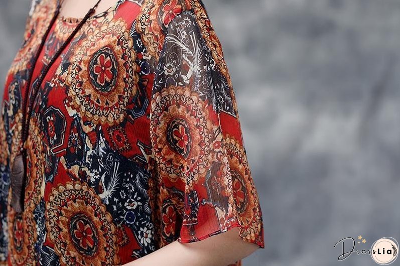 Summer Floral Short Sleeve Casual Two-Piece Dress