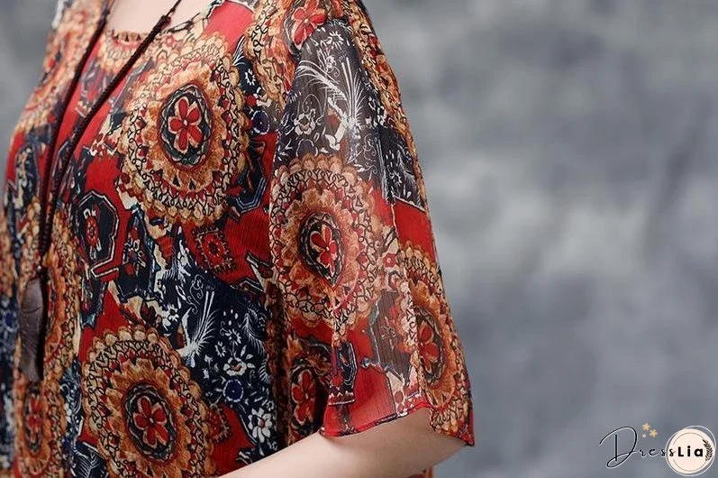 Summer Floral Short Sleeve Casual Two-Piece Dress