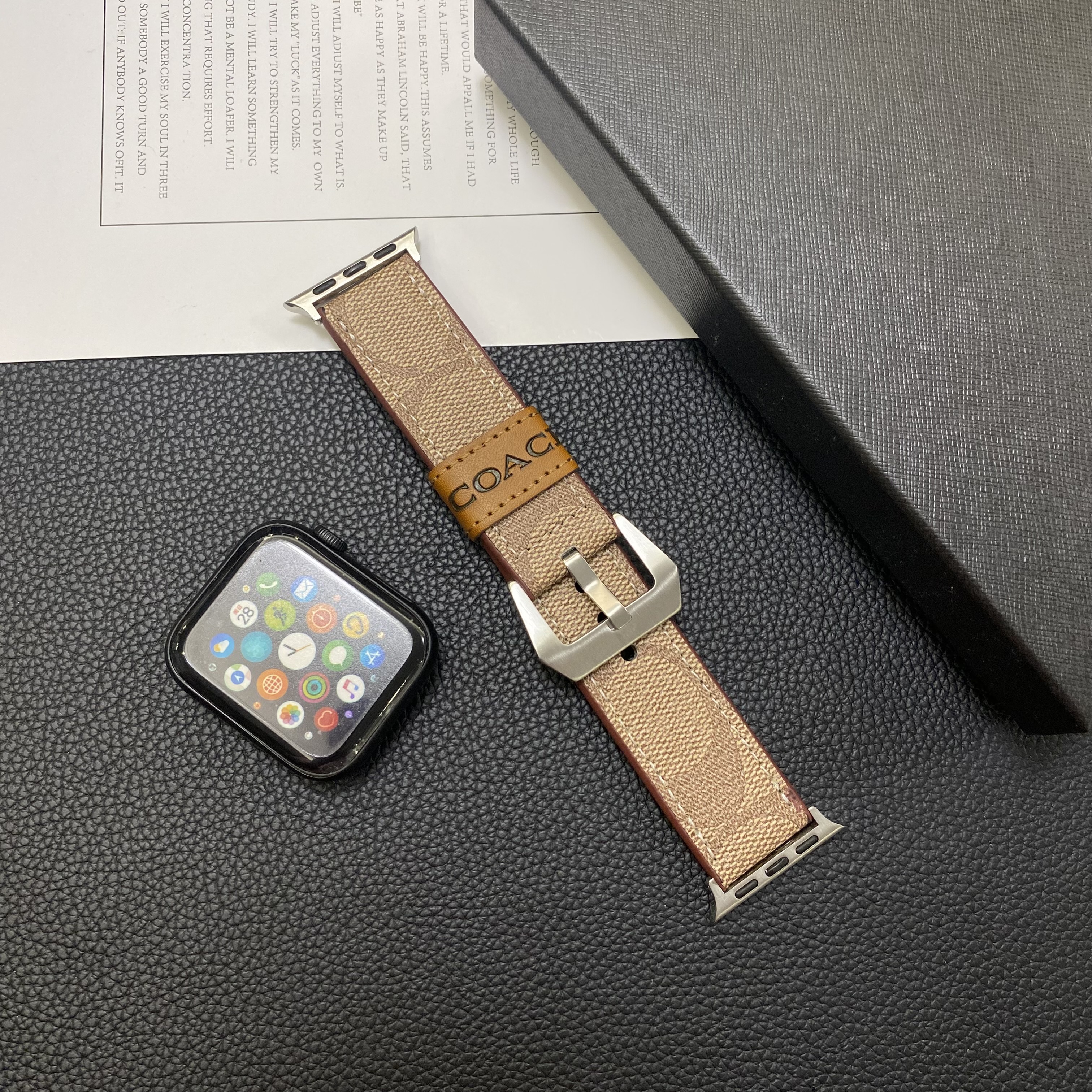 Premium Coach Genuine Leather Apple Watch Strap All Series