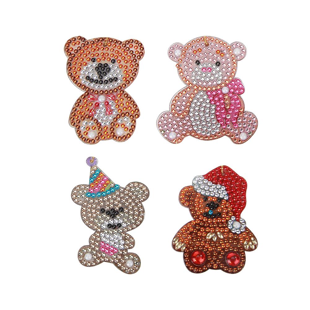 

4pcs Xmas Cute Bear-DIY Creative Diamond Keychain, 501 Original