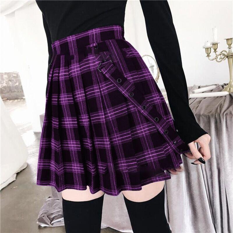 Bf Style High Waist Plaid Pleated Skirt Gothbb 2022 Free Shipping Available 3616