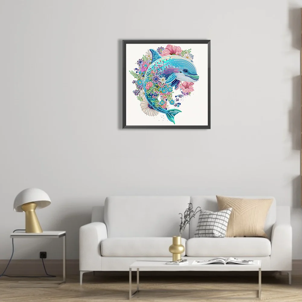 Diamond Painting - Partial Special Shaped Drill - Dolphin(Canvas|30*30cm)