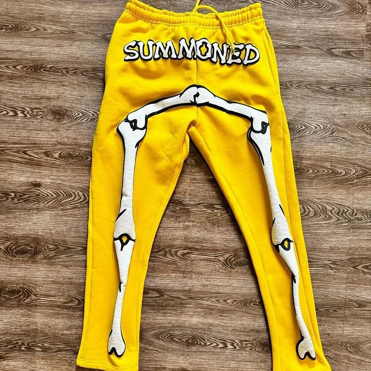 Hip Hop Foam Bone Print Straight Trousers Letters Loose Y2k Casual Pants Sweatpants at Hiphopee