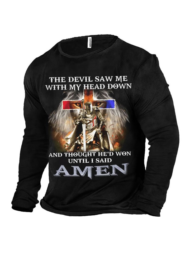 AMEN Cotton Loose Printed Pullover T-shirt -vasmok