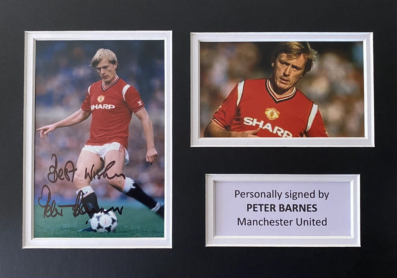 Peter Barnes Genuine Signed Manchester United Photo Poster painting In A4 Mount Display