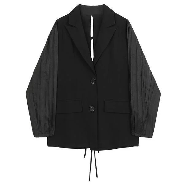 Plus Size Clothing for Women Stitching Long Sleeve Hollow Lace-up Suit Autumn