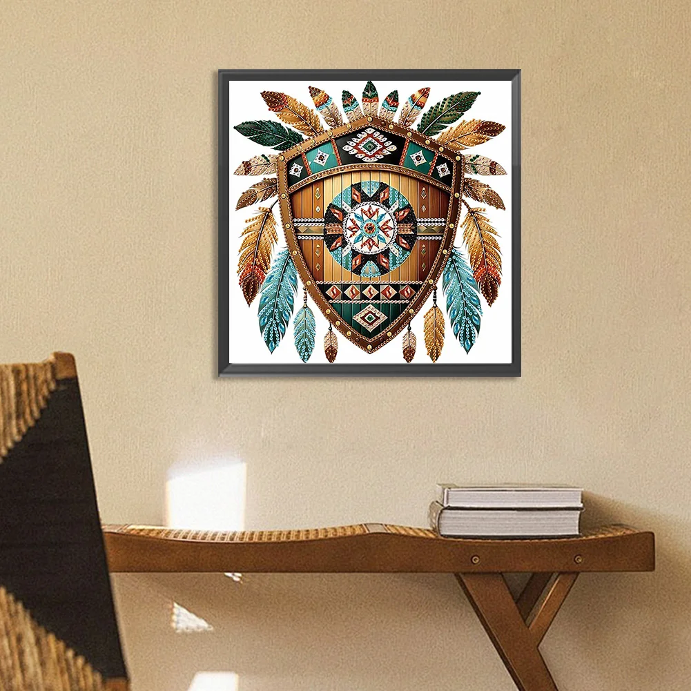 Diamond Painting - Partial Special Shaped Drill - Indian Shield(Canvas|30*30cm)