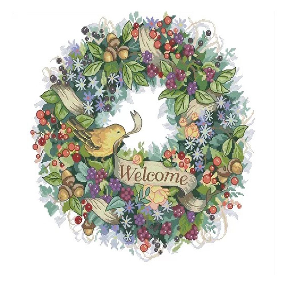 

Wreath - 11CT Stamped Cross Stitch - 45*45CM, 501 Original