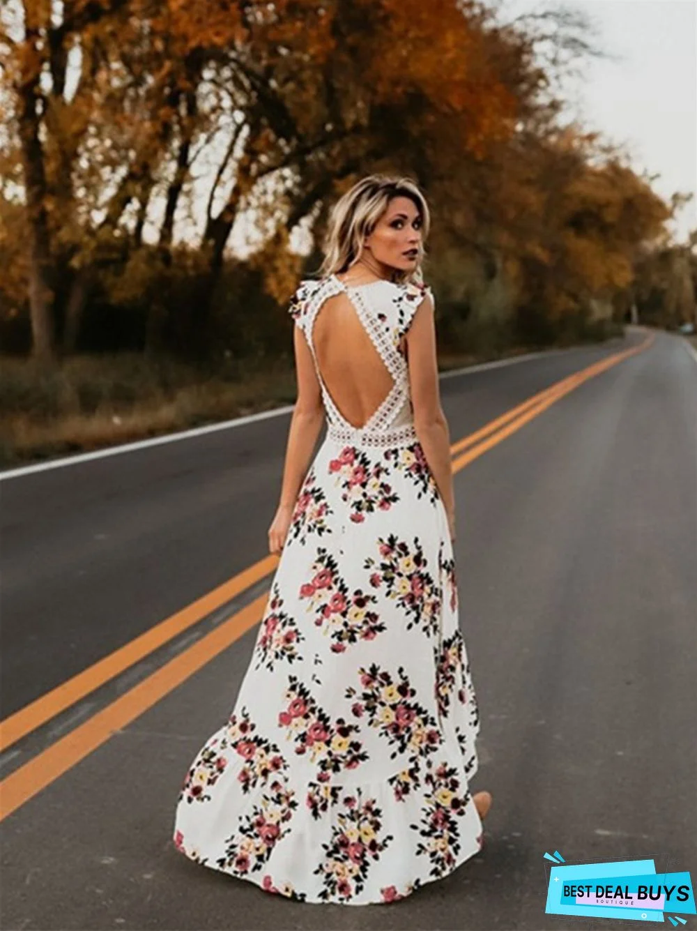 European and American Popular Dress Sleeveless Printing Irregular Dress Women