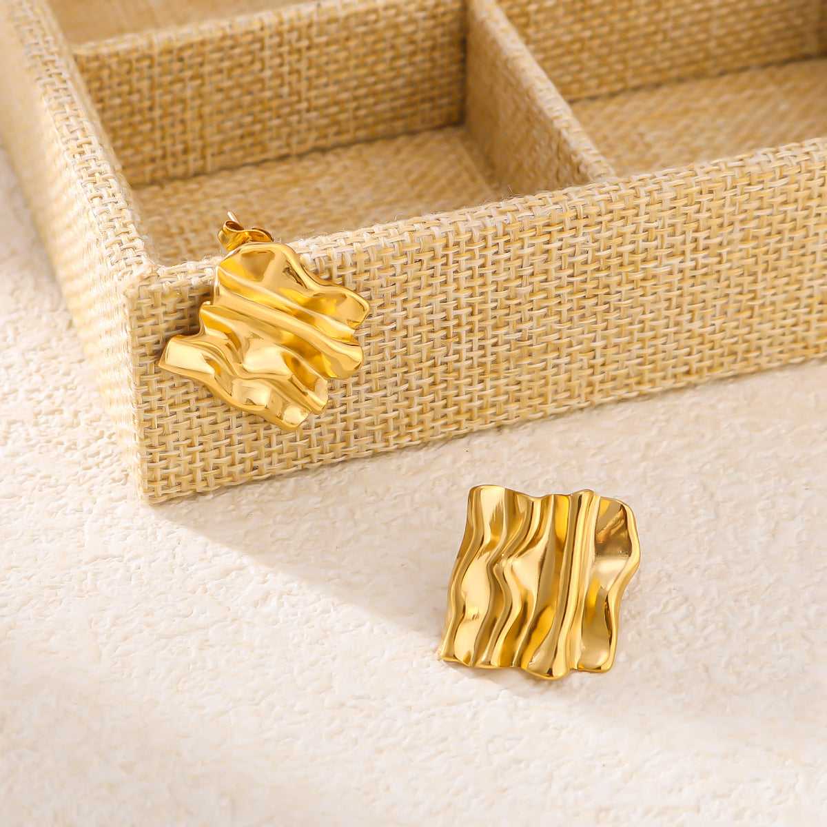 IG Style Quadrilateral Rhombus Geometric Leaf Stainless Steel Electroplating Earrings