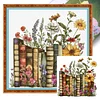 Books And Flowers-18CT Stamped Cross Stitch 50*50cm/19.69*19.69in
