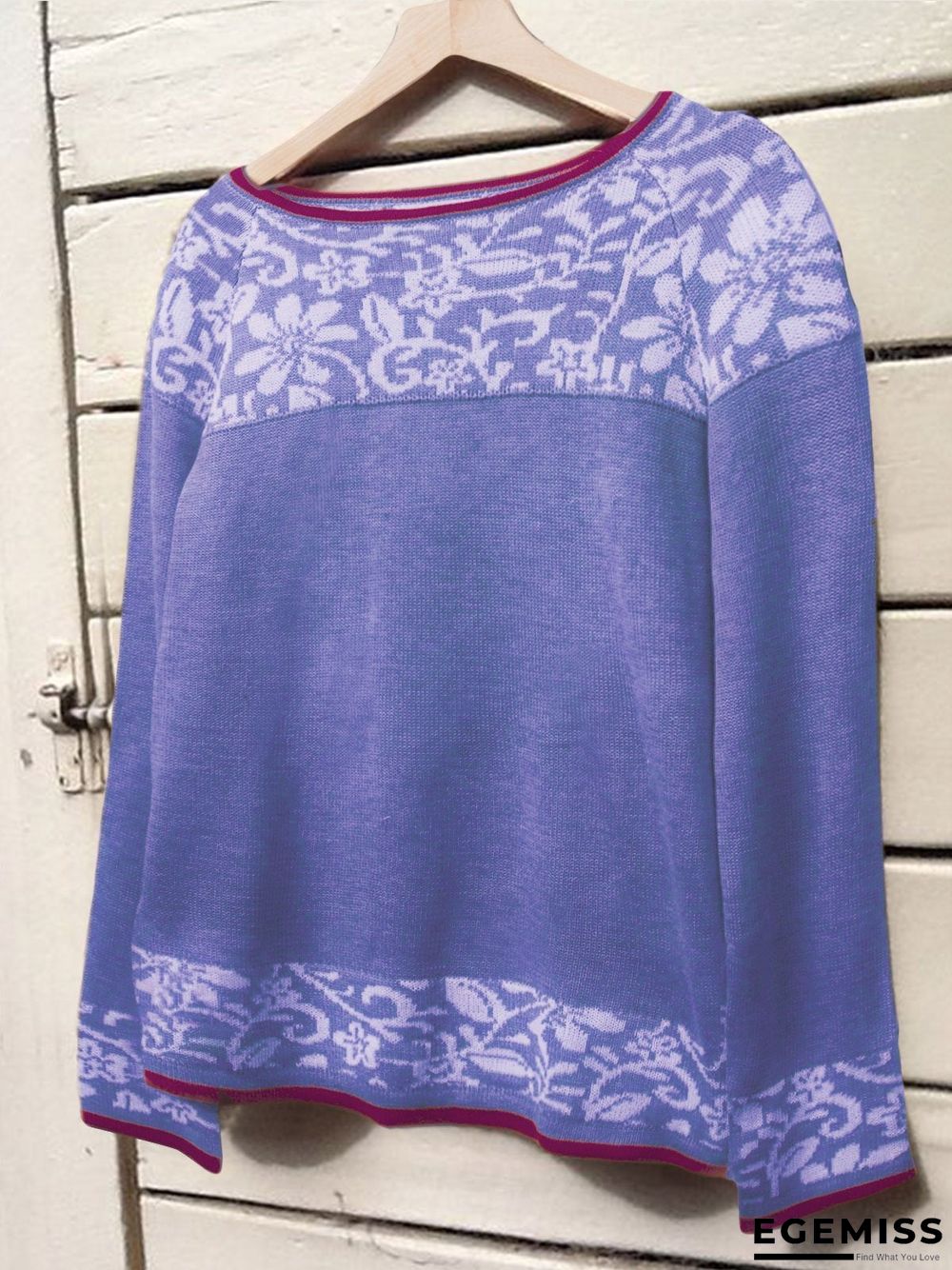 Apricot Long Sleeve Crew Neck Floral Cotton-Blend Shirts & Tops | EGEMISS