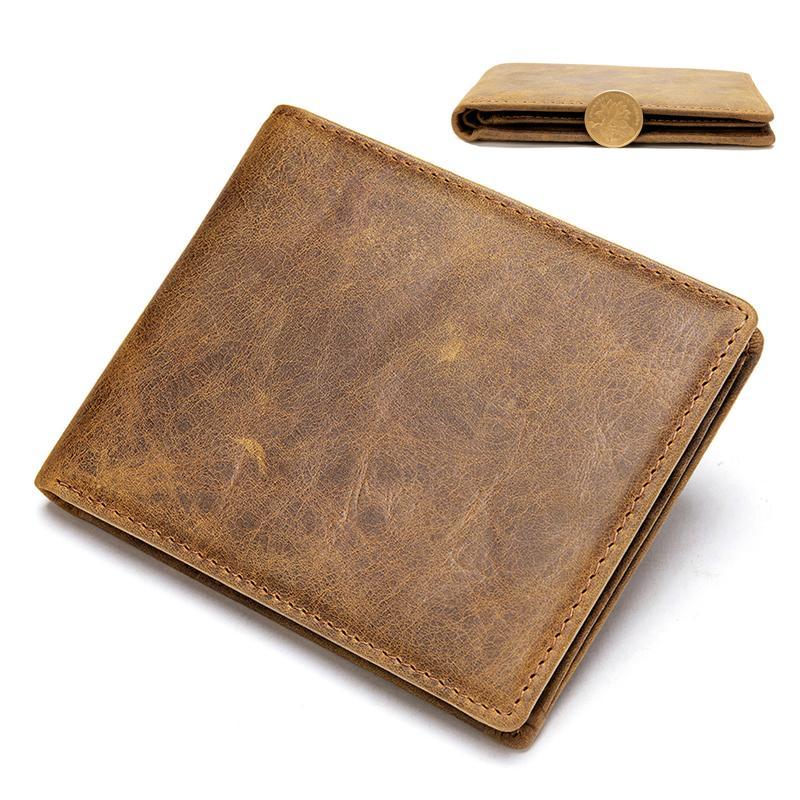 Mens RFID Blocking Anti-Theft Vintage Leather Wallets