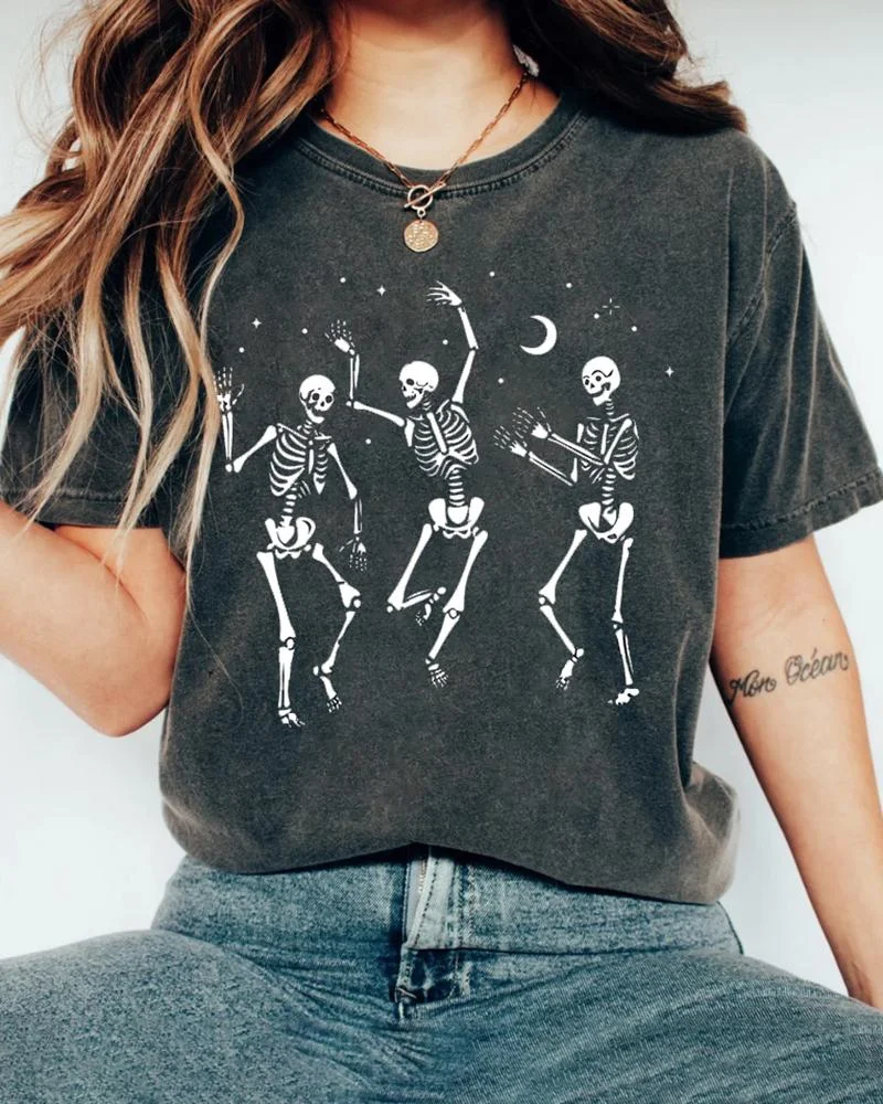 Halloween party dancing skeleton shirt