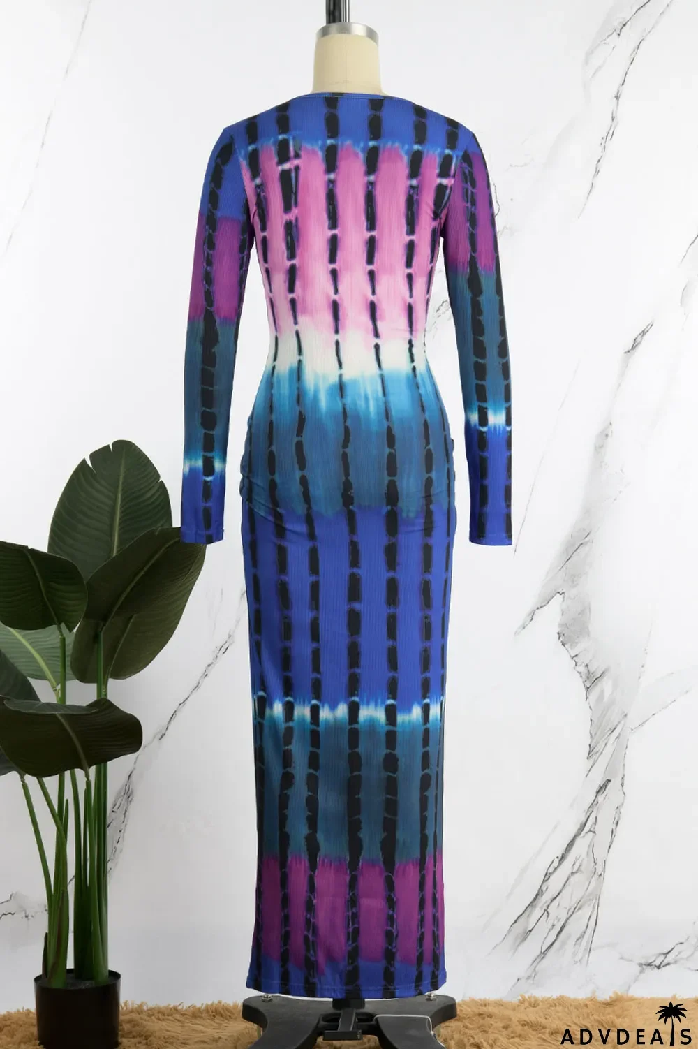 Yellow Casual Print Patchwork U Neck One Step Skirt Dresses