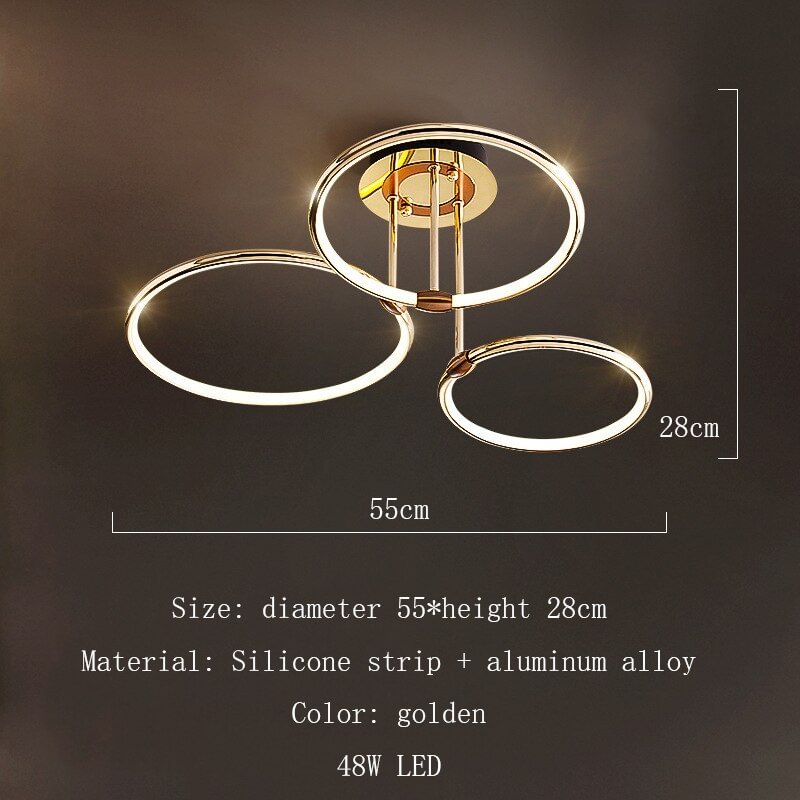 Nordic Luxury LED Chandelier for Living Room Modern Simple Bedroom Dining Room Creative Ring Hanging Lamp Round Chandelier Lamp