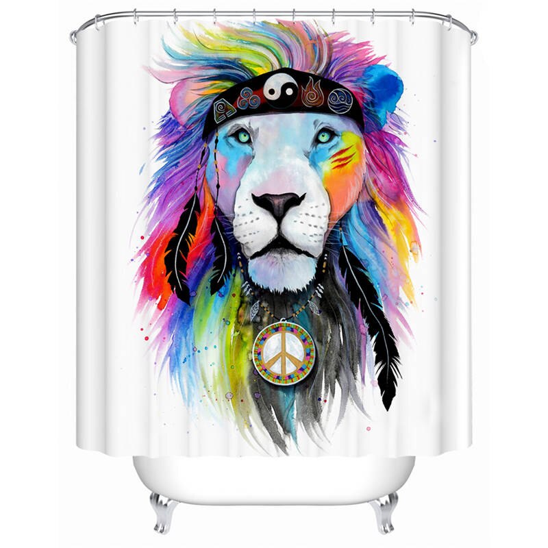 

Hippy Lion - Print Shower Curtain, 180*180cm, 501 Original
